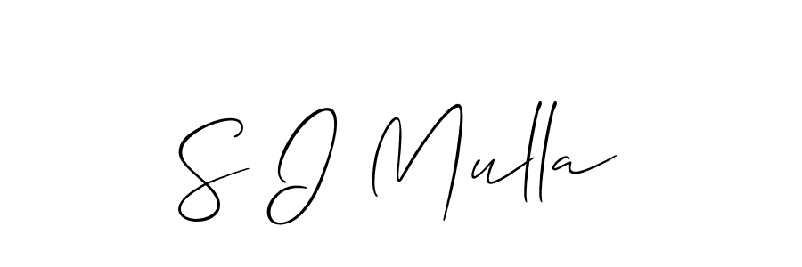 Also You can easily find your signature by using the search form. We will create S I Mulla name handwritten signature images for you free of cost using Allison_Script sign style. S I Mulla signature style 2 images and pictures png