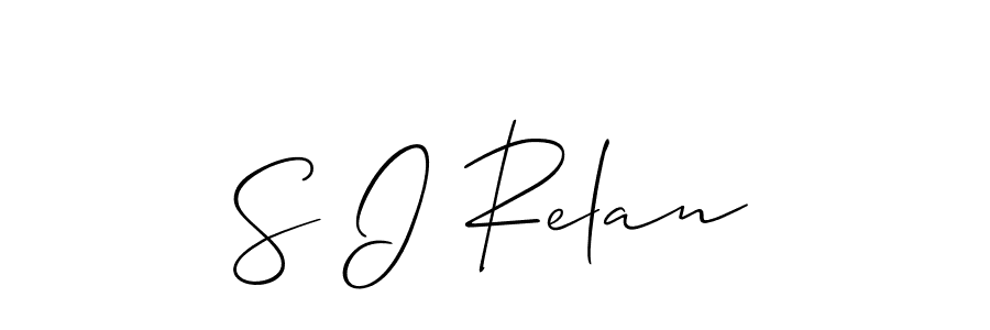 The best way (Allison_Script) to make a short signature is to pick only two or three words in your name. The name S I Relan include a total of six letters. For converting this name. S I Relan signature style 2 images and pictures png