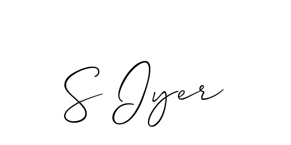 Also You can easily find your signature by using the search form. We will create S Iyer name handwritten signature images for you free of cost using Allison_Script sign style. S Iyer signature style 2 images and pictures png