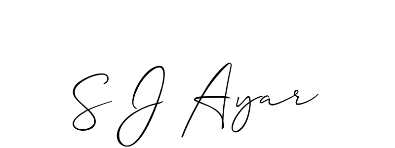 Make a short S J Ayar signature style. Manage your documents anywhere anytime using Allison_Script. Create and add eSignatures, submit forms, share and send files easily. S J Ayar signature style 2 images and pictures png