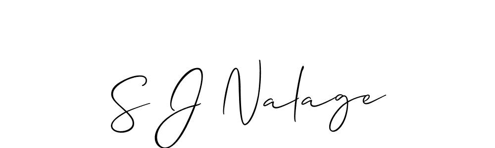 Allison_Script is a professional signature style that is perfect for those who want to add a touch of class to their signature. It is also a great choice for those who want to make their signature more unique. Get S J Nalage name to fancy signature for free. S J Nalage signature style 2 images and pictures png