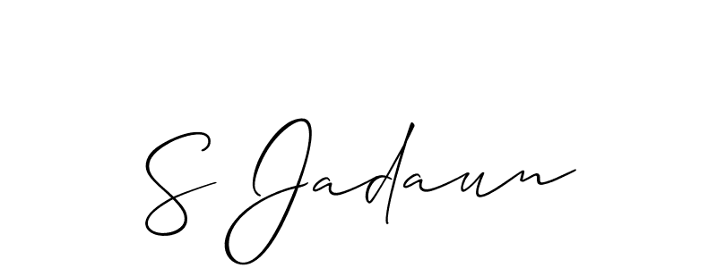 Use a signature maker to create a handwritten signature online. With this signature software, you can design (Allison_Script) your own signature for name S Jadaun. S Jadaun signature style 2 images and pictures png