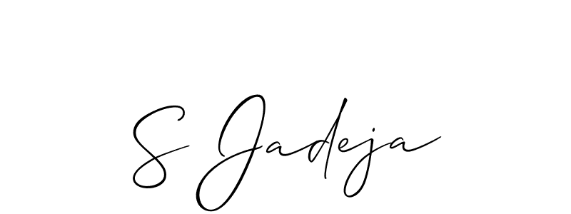 Make a beautiful signature design for name S Jadeja. With this signature (Allison_Script) style, you can create a handwritten signature for free. S Jadeja signature style 2 images and pictures png