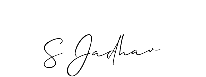 Use a signature maker to create a handwritten signature online. With this signature software, you can design (Allison_Script) your own signature for name S Jadhav. S Jadhav signature style 2 images and pictures png