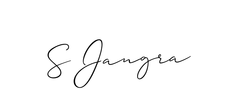 Allison_Script is a professional signature style that is perfect for those who want to add a touch of class to their signature. It is also a great choice for those who want to make their signature more unique. Get S Jangra name to fancy signature for free. S Jangra signature style 2 images and pictures png