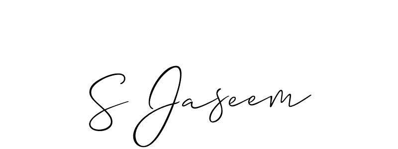 Make a beautiful signature design for name S Jaseem. With this signature (Allison_Script) style, you can create a handwritten signature for free. S Jaseem signature style 2 images and pictures png