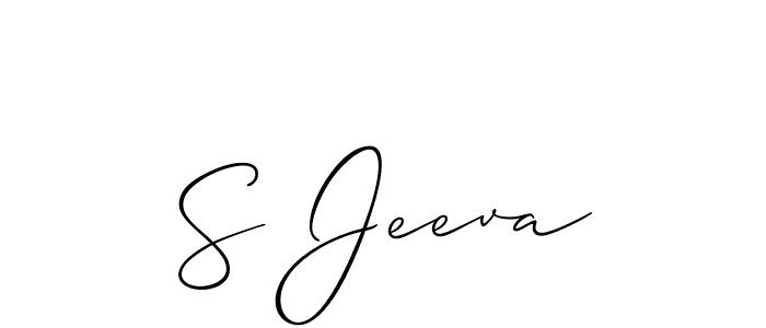 Use a signature maker to create a handwritten signature online. With this signature software, you can design (Allison_Script) your own signature for name S Jeeva. S Jeeva signature style 2 images and pictures png