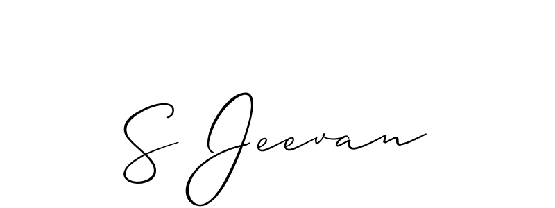 The best way (Allison_Script) to make a short signature is to pick only two or three words in your name. The name S Jeevan include a total of six letters. For converting this name. S Jeevan signature style 2 images and pictures png