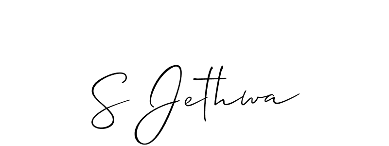 Also You can easily find your signature by using the search form. We will create S Jethwa name handwritten signature images for you free of cost using Allison_Script sign style. S Jethwa signature style 2 images and pictures png