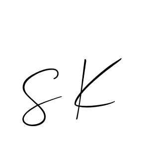 Make a beautiful signature design for name S K. With this signature (Allison_Script) style, you can create a handwritten signature for free. S K signature style 2 images and pictures png