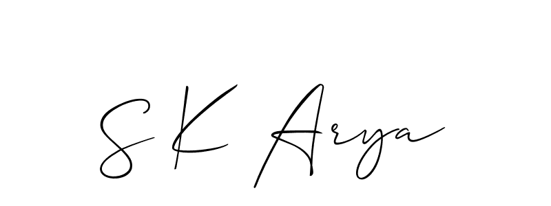 How to make S K Arya name signature. Use Allison_Script style for creating short signs online. This is the latest handwritten sign. S K Arya signature style 2 images and pictures png