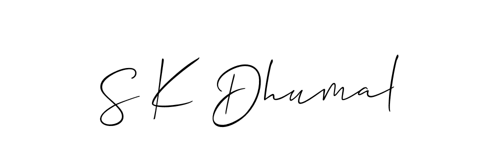 Also we have S K Dhumal name is the best signature style. Create professional handwritten signature collection using Allison_Script autograph style. S K Dhumal signature style 2 images and pictures png