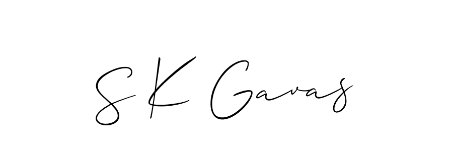 The best way (Allison_Script) to make a short signature is to pick only two or three words in your name. The name S K Gavas include a total of six letters. For converting this name. S K Gavas signature style 2 images and pictures png