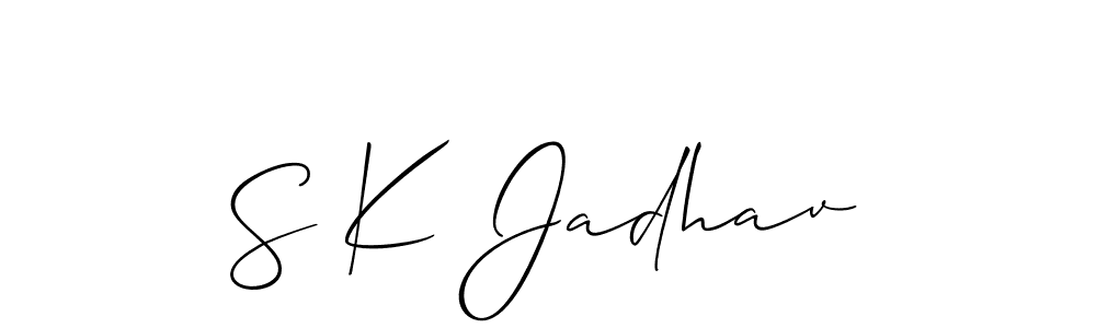 You should practise on your own different ways (Allison_Script) to write your name (S K Jadhav) in signature. don't let someone else do it for you. S K Jadhav signature style 2 images and pictures png