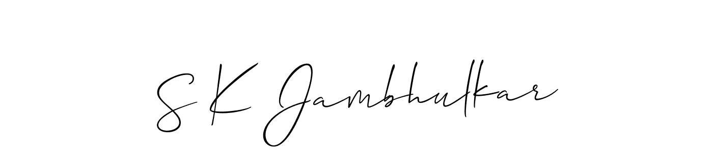 Create a beautiful signature design for name S K Jambhulkar. With this signature (Allison_Script) fonts, you can make a handwritten signature for free. S K Jambhulkar signature style 2 images and pictures png