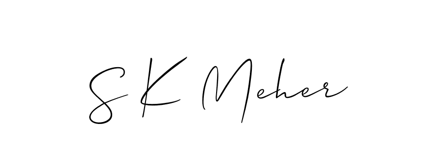You should practise on your own different ways (Allison_Script) to write your name (S K Meher) in signature. don't let someone else do it for you. S K Meher signature style 2 images and pictures png
