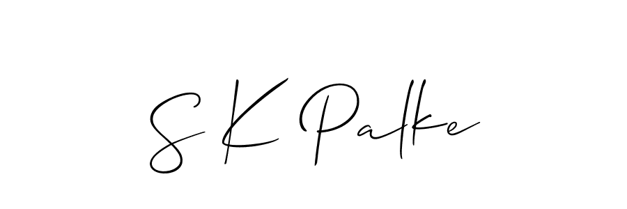 How to make S K Palke name signature. Use Allison_Script style for creating short signs online. This is the latest handwritten sign. S K Palke signature style 2 images and pictures png