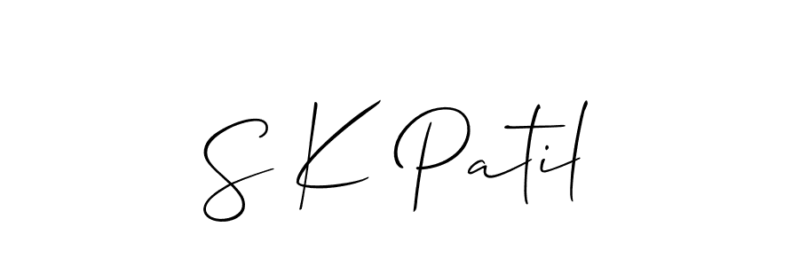 The best way (Allison_Script) to make a short signature is to pick only two or three words in your name. The name S K Patil include a total of six letters. For converting this name. S K Patil signature style 2 images and pictures png