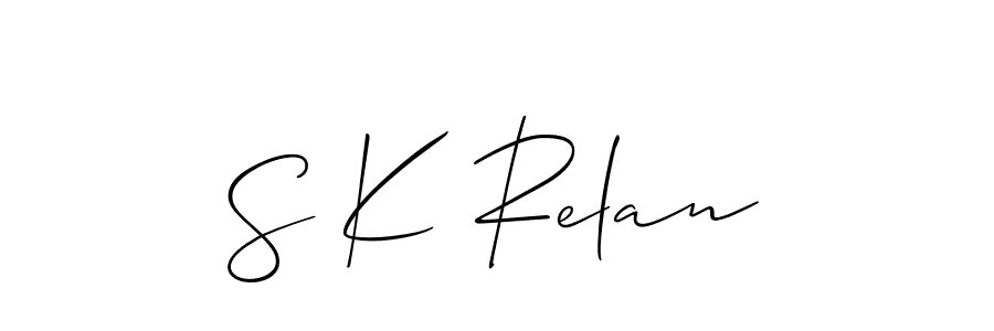 Create a beautiful signature design for name S K Relan. With this signature (Allison_Script) fonts, you can make a handwritten signature for free. S K Relan signature style 2 images and pictures png