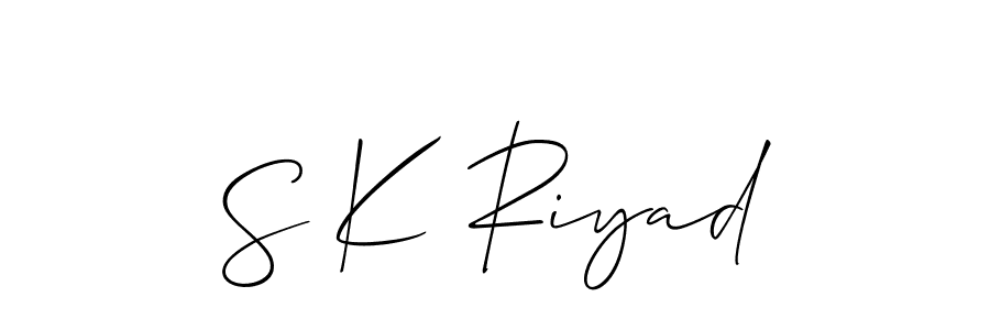 Also You can easily find your signature by using the search form. We will create S K Riyad name handwritten signature images for you free of cost using Allison_Script sign style. S K Riyad signature style 2 images and pictures png