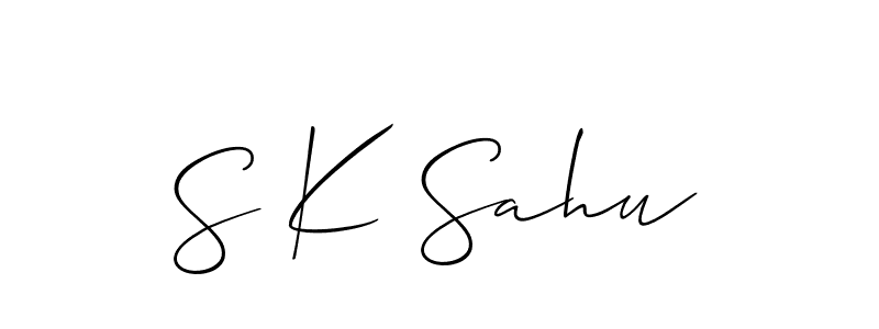 The best way (Allison_Script) to make a short signature is to pick only two or three words in your name. The name S K Sahu include a total of six letters. For converting this name. S K Sahu signature style 2 images and pictures png