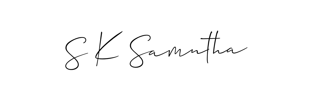 Also You can easily find your signature by using the search form. We will create S K Samntha name handwritten signature images for you free of cost using Allison_Script sign style. S K Samntha signature style 2 images and pictures png