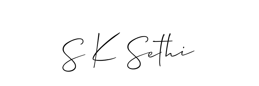 Use a signature maker to create a handwritten signature online. With this signature software, you can design (Allison_Script) your own signature for name S K Sethi. S K Sethi signature style 2 images and pictures png