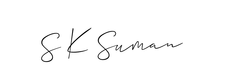 It looks lik you need a new signature style for name S K Suman. Design unique handwritten (Allison_Script) signature with our free signature maker in just a few clicks. S K Suman signature style 2 images and pictures png