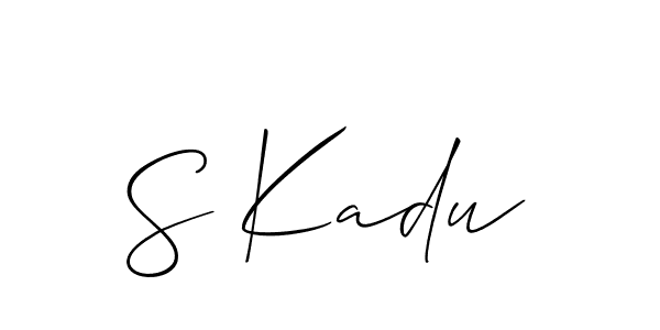 Allison_Script is a professional signature style that is perfect for those who want to add a touch of class to their signature. It is also a great choice for those who want to make their signature more unique. Get S Kadu name to fancy signature for free. S Kadu signature style 2 images and pictures png