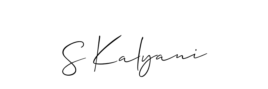 The best way (Allison_Script) to make a short signature is to pick only two or three words in your name. The name S Kalyani include a total of six letters. For converting this name. S Kalyani signature style 2 images and pictures png