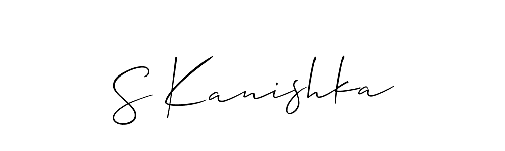 Also we have S Kanishka name is the best signature style. Create professional handwritten signature collection using Allison_Script autograph style. S Kanishka signature style 2 images and pictures png