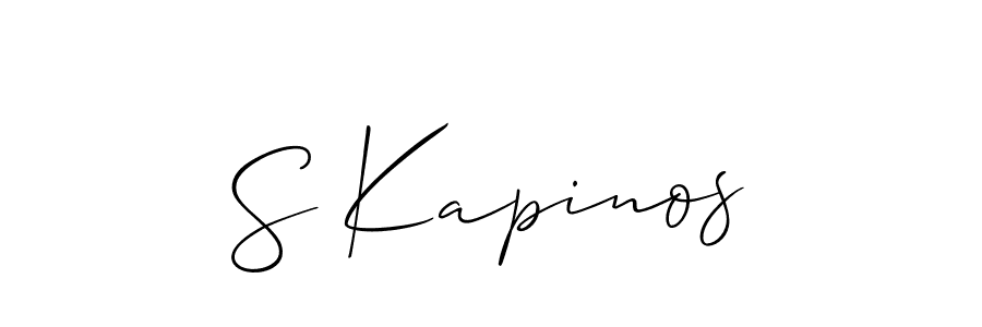Also You can easily find your signature by using the search form. We will create S Kapinos name handwritten signature images for you free of cost using Allison_Script sign style. S Kapinos signature style 2 images and pictures png