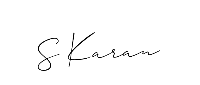 The best way (Allison_Script) to make a short signature is to pick only two or three words in your name. The name S Karan include a total of six letters. For converting this name. S Karan signature style 2 images and pictures png