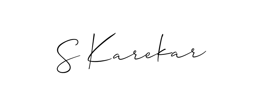 The best way (Allison_Script) to make a short signature is to pick only two or three words in your name. The name S Karekar include a total of six letters. For converting this name. S Karekar signature style 2 images and pictures png