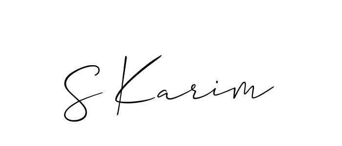 The best way (Allison_Script) to make a short signature is to pick only two or three words in your name. The name S Karim include a total of six letters. For converting this name. S Karim signature style 2 images and pictures png