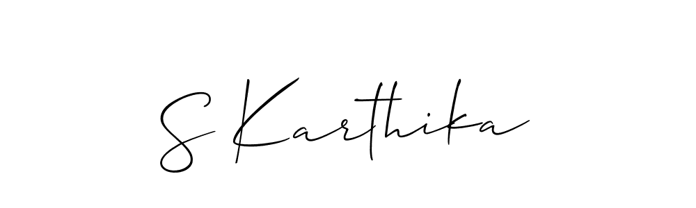 Allison_Script is a professional signature style that is perfect for those who want to add a touch of class to their signature. It is also a great choice for those who want to make their signature more unique. Get S Karthika name to fancy signature for free. S Karthika signature style 2 images and pictures png