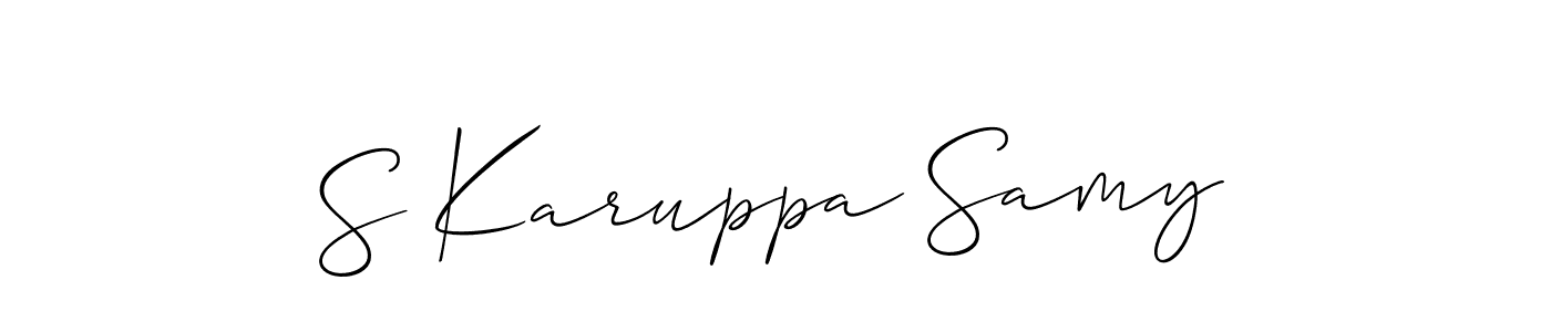The best way (Allison_Script) to make a short signature is to pick only two or three words in your name. The name S Karuppa Samy include a total of six letters. For converting this name. S Karuppa Samy signature style 2 images and pictures png