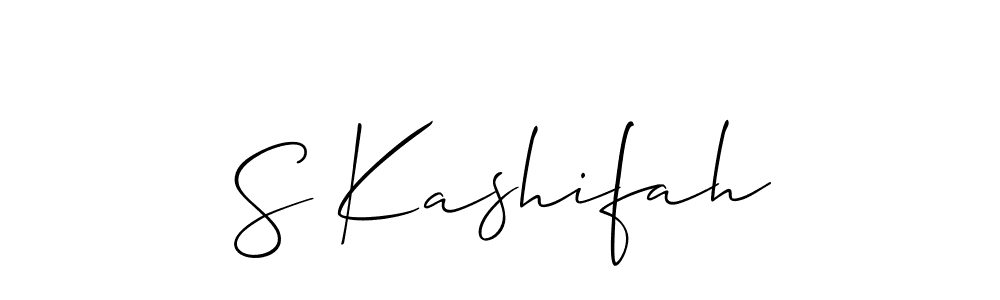 The best way (Allison_Script) to make a short signature is to pick only two or three words in your name. The name S Kashifah include a total of six letters. For converting this name. S Kashifah signature style 2 images and pictures png