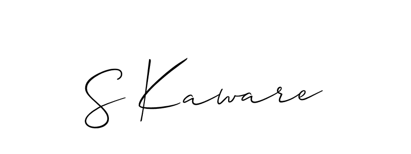 The best way (Allison_Script) to make a short signature is to pick only two or three words in your name. The name S Kaware include a total of six letters. For converting this name. S Kaware signature style 2 images and pictures png