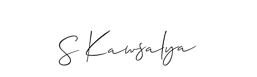 This is the best signature style for the S Kawsalya name. Also you like these signature font (Allison_Script). Mix name signature. S Kawsalya signature style 2 images and pictures png