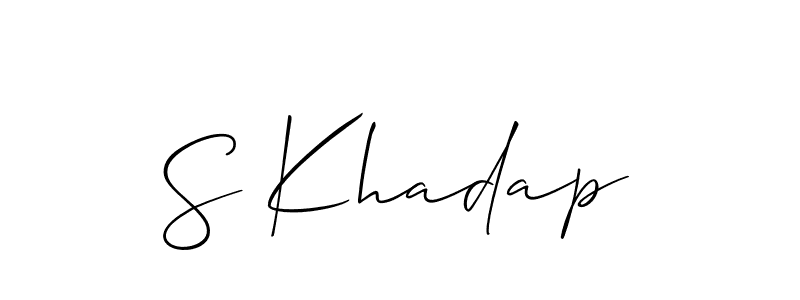 Allison_Script is a professional signature style that is perfect for those who want to add a touch of class to their signature. It is also a great choice for those who want to make their signature more unique. Get S Khadap name to fancy signature for free. S Khadap signature style 2 images and pictures png