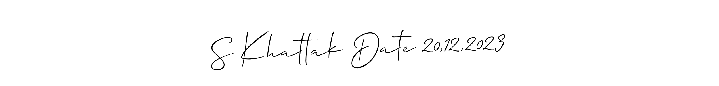 The best way (Allison_Script) to make a short signature is to pick only two or three words in your name. The name S Khattak Date 20,12,2023 include a total of six letters. For converting this name. S Khattak Date 20,12,2023 signature style 2 images and pictures png