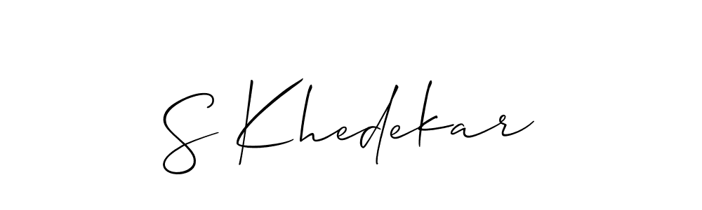 Use a signature maker to create a handwritten signature online. With this signature software, you can design (Allison_Script) your own signature for name S Khedekar. S Khedekar signature style 2 images and pictures png