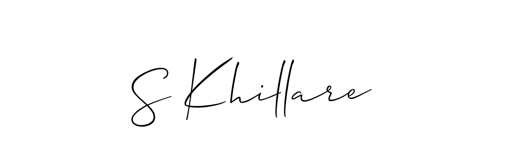 if you are searching for the best signature style for your name S Khillare. so please give up your signature search. here we have designed multiple signature styles  using Allison_Script. S Khillare signature style 2 images and pictures png