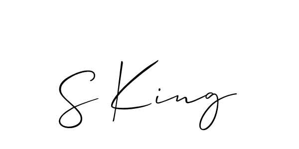 How to make S King signature? Allison_Script is a professional autograph style. Create handwritten signature for S King name. S King signature style 2 images and pictures png