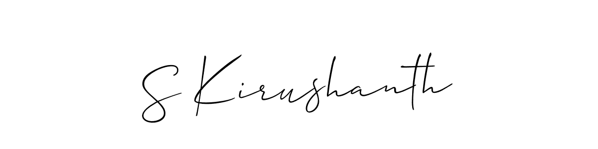 The best way (Allison_Script) to make a short signature is to pick only two or three words in your name. The name S Kirushanth include a total of six letters. For converting this name. S Kirushanth signature style 2 images and pictures png