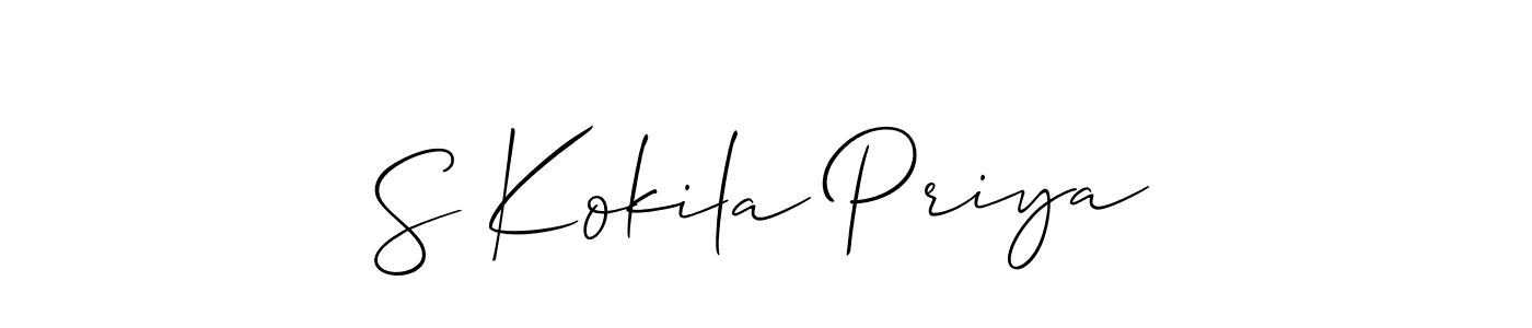 Similarly Allison_Script is the best handwritten signature design. Signature creator online .You can use it as an online autograph creator for name S Kokila Priya. S Kokila Priya signature style 2 images and pictures png