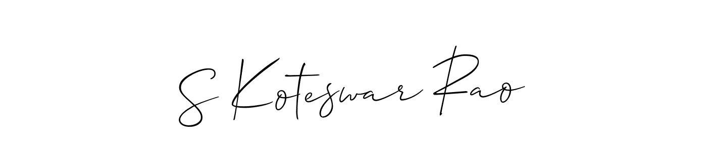This is the best signature style for the S Koteswar Rao name. Also you like these signature font (Allison_Script). Mix name signature. S Koteswar Rao signature style 2 images and pictures png