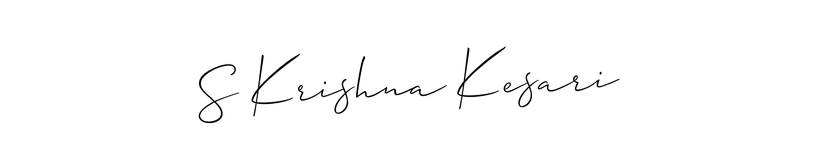 How to make S Krishna Kesari name signature. Use Allison_Script style for creating short signs online. This is the latest handwritten sign. S Krishna Kesari signature style 2 images and pictures png