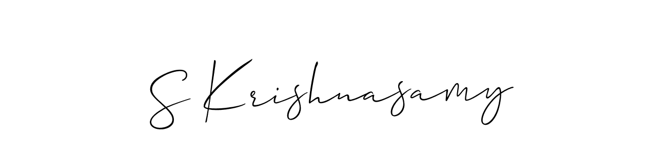 Also You can easily find your signature by using the search form. We will create S Krishnasamy name handwritten signature images for you free of cost using Allison_Script sign style. S Krishnasamy signature style 2 images and pictures png